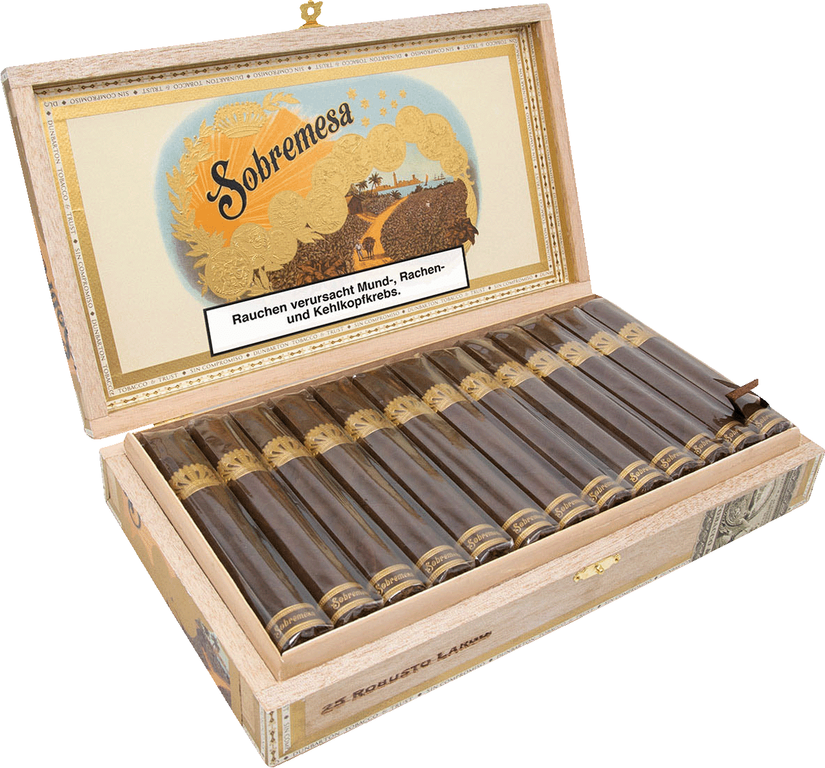 Dunbarton Sobremesa Robusto Largo - Kiste seitlich geöffnet